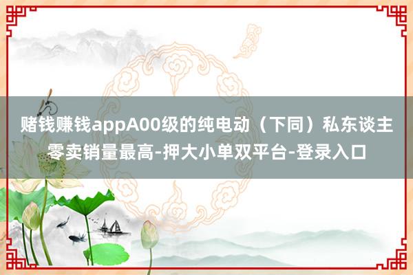賭錢賺錢appA00級的純電動（下同）私東談主零賣銷量最高-押大小單雙平臺-登錄入口