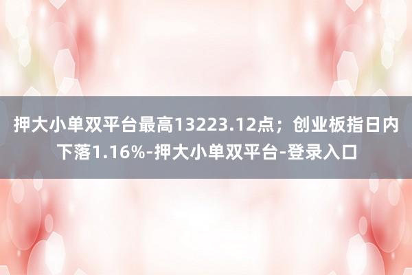 押大小單雙平臺最高13223.12點;創業板指日內下落1.16%-押大小單雙平臺-登錄入口